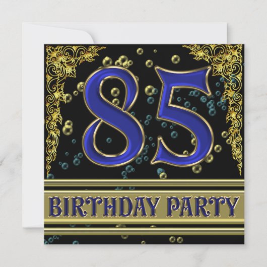 Invitation Black and Gold 85th Birthday party (Devant)