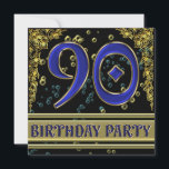 Invitation Black and Gold 90th Birthday party<br><div class="desc">Elégant noir et or avec bulles! Une invitation que vous pouvez customiser et rendre unique à vous.</div>