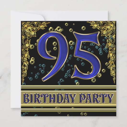 Invitation Black and Gold 95th Birthday party (Devant)