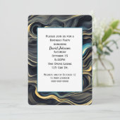 Invitation Black and Gold Abstrait Birthday Party (Debout devant)