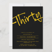 Invitation Black and Gold Adult Trente-dixième fête d'anniver (Devant)