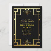 Invitation Black and Gold Art Deco Couples Shower Photo (Devant)