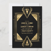 Invitation Black and Gold Art Deco Gold Rehearsal Dinner (Devant)