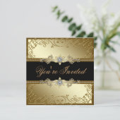 Invitation Black and Gold Black Cravate Party (Debout devant)