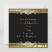 Invitation Black and Gold Black Cravate Party (Dos)
