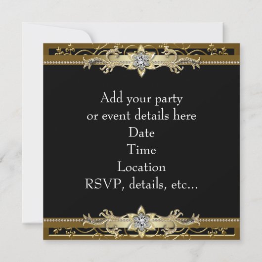 Invitation Black and Gold Black Cravate Party (Dos)