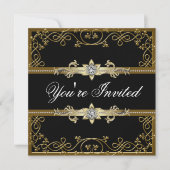 Invitation Black and Gold Black Cravate Party (Devant)