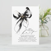 Invitation Black and Gold Bow Elegant Whimsical Bridal Shower (Debout devant)