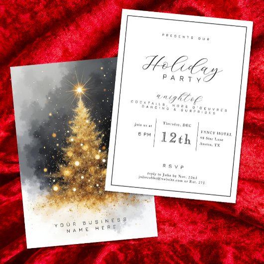 Invitation Black and Gold Business Holiday Party