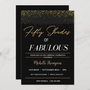 Invitation Black and Gold Cinty Shades Fabulous Anniversday