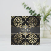 Invitation Black and Gold Damask All Occasion Party (Debout devant)