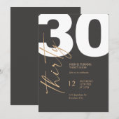 Invitation Black and Gold Elegant 30th Birthday (Devant / Derrière)