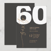 Invitation Black and Gold Elegant 60th Birthday (Devant / Derrière)
