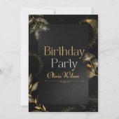 Invitation Black and Gold Elegant Floral Anniversaire Invit (Dos)