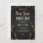 Invitation Black and Gold Elegant Nouvel An Eve Party Invit (Devant)
