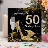 Invitation Black and Gold entrent dans la fête d'anniversaire