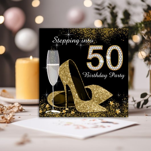 Invitation Black and Gold entrent dans la fête d'anniversaire