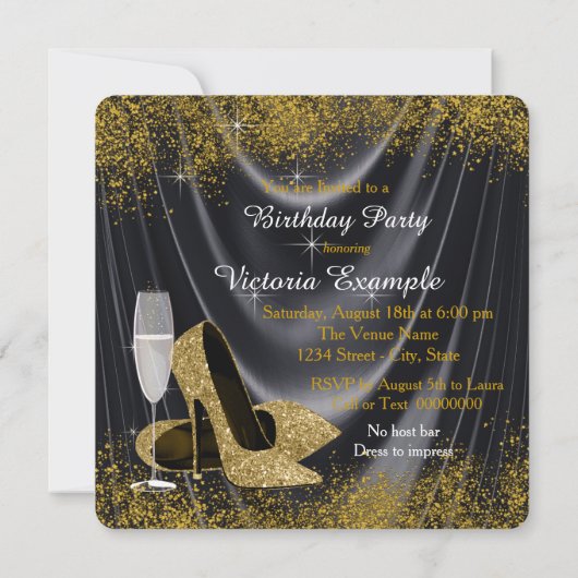 Invitation Black and Gold entrent en 60 Anniversaire (Dos)