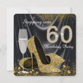 Invitation Black and Gold entrent en 60 Anniversaire (Devant)