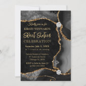 Invitation Black and Gold Faux Parties scintillant Agate Swee (Devant)