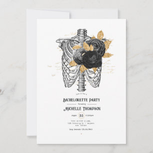Invitation Black and Gold Floral Gothique Bachelorette Party