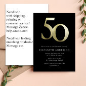 Invitation Black and Gold Foil 50e anniversaire