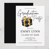 Invitation Black and Gold Gift Class of 2026 Graduation Party (Devant / Derrière)