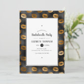 Invitation Black and Gold Glam Lips Bachelorette Party (Debout devant)
