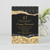 Invitation Black and Gold Glam Tears Anniversaire (Debout devant)