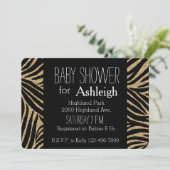 Invitation Black and Gold Glitter Zebra Print baby shower (Debout devant)