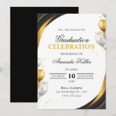 Invitation Black and Gold Graduation Celebration (Devant / Derrière)