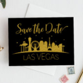 Invitation Black and Gold Las Vegas Mariage Enregistrer la da