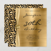 Invitation Black and Gold Leopard Glam 30e anniversaire (Devant / Derrière)