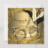 Invitation Black and Gold Masquerade Party (Devant)