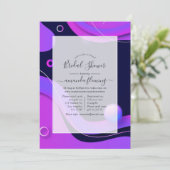 Invitation Black and Gold Modern Géométrique Douche Virtuelle (Debout devant)