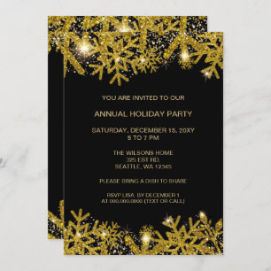 Invitation Black and Gold Modern Holiday Party