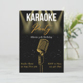 Invitation Black and Gold Modern Karaoke fête d'anniversaire (Debout devant)