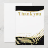 Invitation Black and Gold Music Bar Mitzvah Merci (Devant / Derrière)