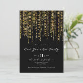 Invitation Black and Gold New Years Eve Party  (Debout devant)