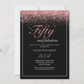 Invitation Black and Gold Parties scintillant 50 et Fabulous (Devant)