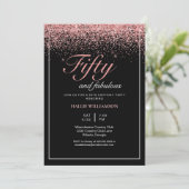 Invitation Black and Gold Parties scintillant 50 et Fabulous  (Debout devant)
