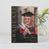 Invitation Black And Gold Photo Graduation Party (Debout devant)