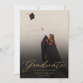 Invitation Black And Gold Photo Script Graduation Party (Devant)
