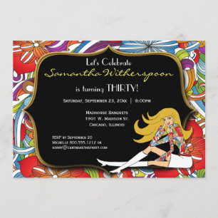 Invitation Black And Gold Retro 30e anniversaire