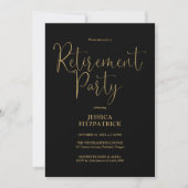 Invitation Black And Gold Script Photo Retirement Party (Devant)