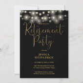 Invitation Black And Gold String Light Photo RetiParty (Devant)