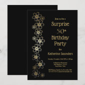 Invitation Black and Gold Surprise 50e anniversaire (Devant / Derrière)