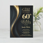 Invitation Black and Gold Surprise 60th Birthday Party (Debout devant)