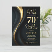 Invitation Black and Gold Surprise 70th Birthday Party (Debout devant)