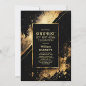 Invitation Black and Gold Surprise 80th Birthday Party (Devant)